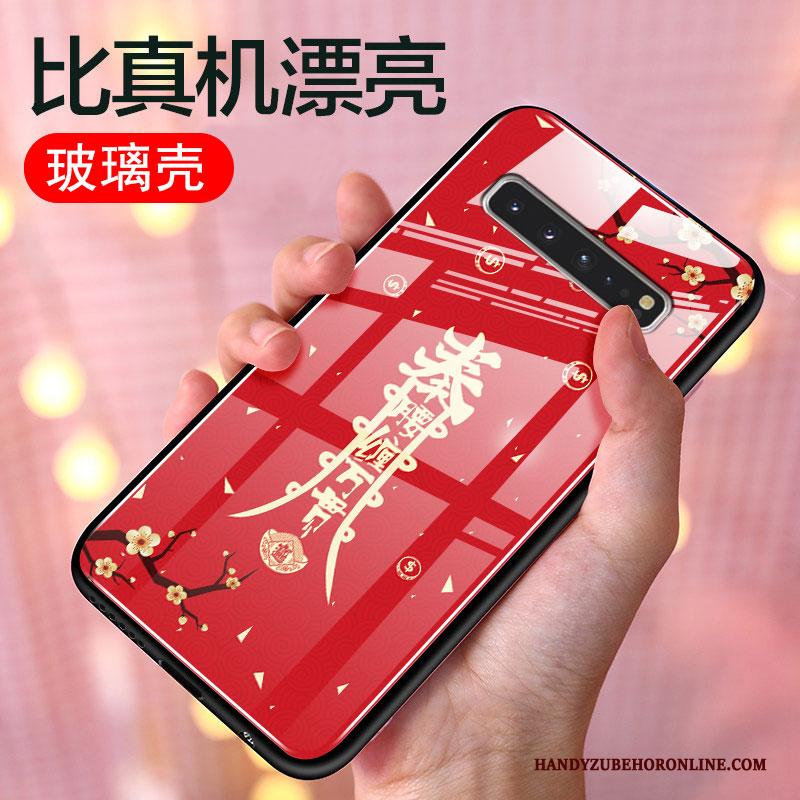 Samsung Galaxy S10 5g Persoonlijk All Inclusive Siliconen Hoesje Telefoon Rood Trendy Merk Glas