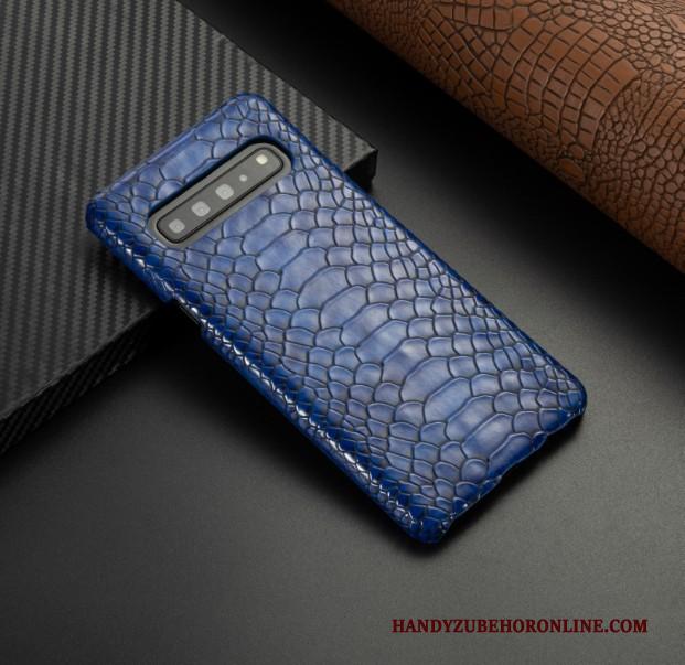 Samsung Galaxy S10 5g Ster Blauw Hoesje Leer Bedrijf Bescherming Telefoon