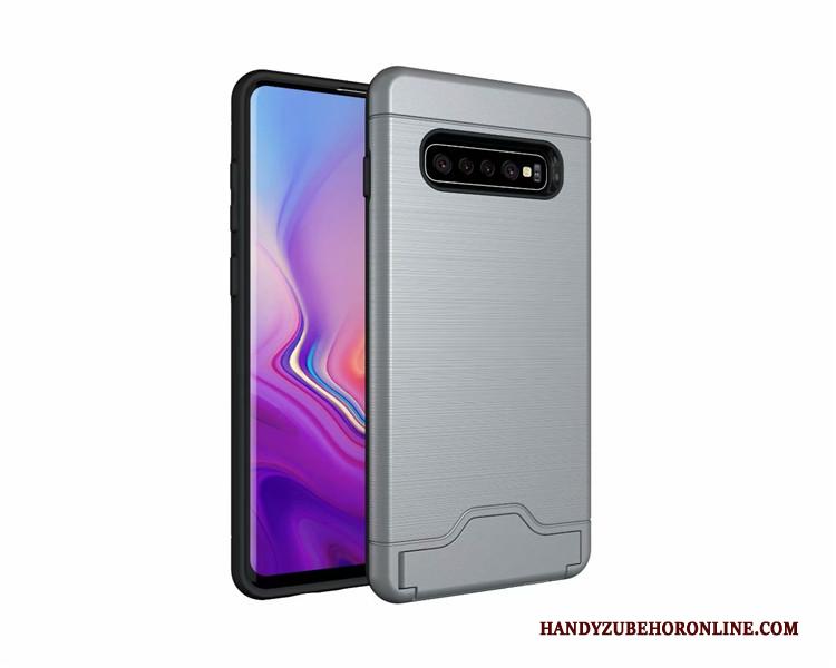 Samsung Galaxy S10+ Anti-fall Bescherming Hoes Ondersteuning Hoesje Telefoon Groen Kaart