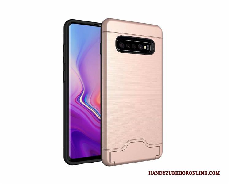 Samsung Galaxy S10+ Anti-fall Bescherming Hoes Ondersteuning Hoesje Telefoon Groen Kaart