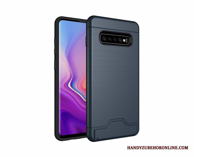 Samsung Galaxy S10+ Anti-fall Bescherming Hoes Ondersteuning Hoesje Telefoon Groen Kaart