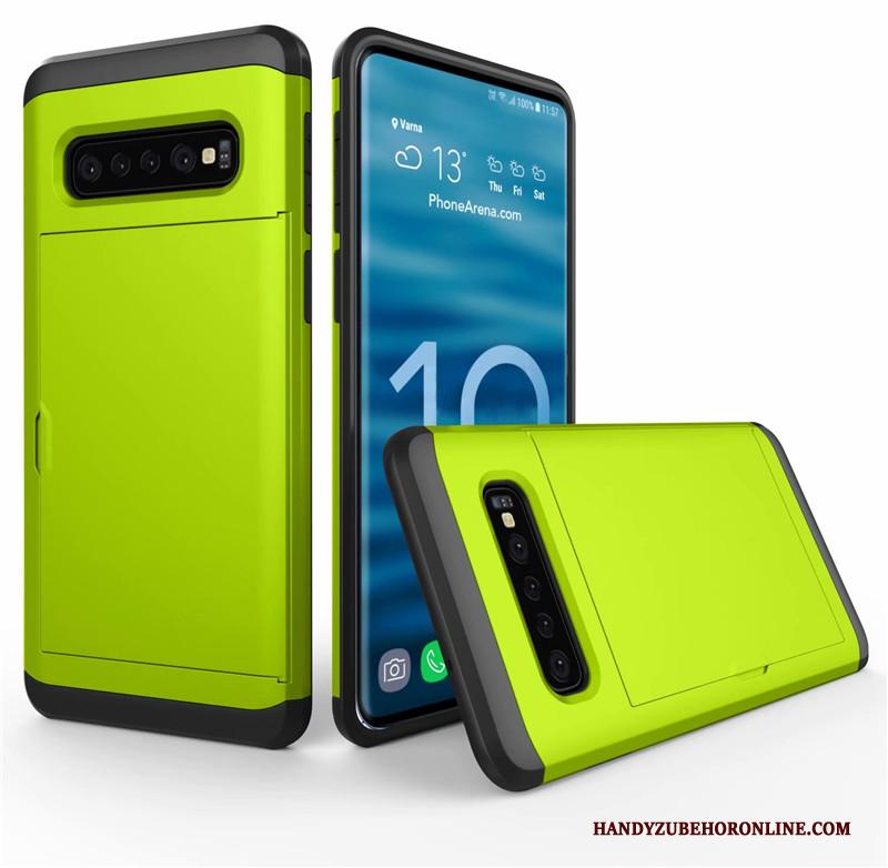 Samsung Galaxy S10+ Bescherming Anti-fall Ster Goud Hoes Kaart Tas Hoesje Telefoon
