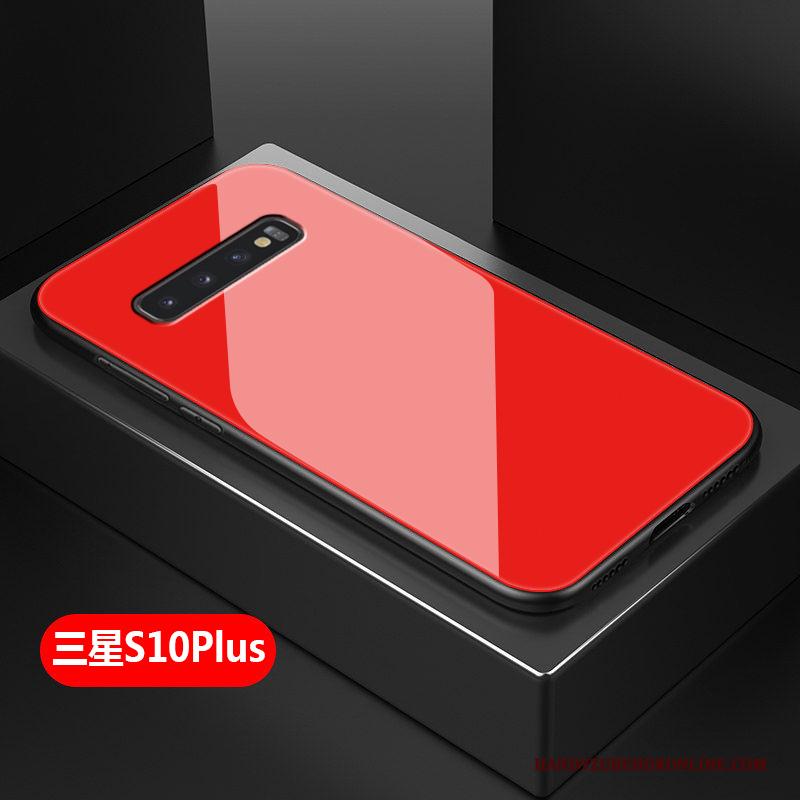 Samsung Galaxy S10+ Bescherming Effen Kleur Wit Anti-fall Hoesje Glas Siliconen