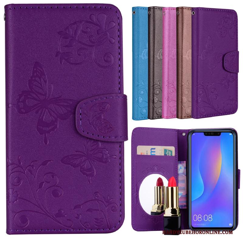 Samsung Galaxy S10+ Bescherming Vlinder Bloemen Anti-fall Hoesje Telefoon Leren Etui Bruin Kaart