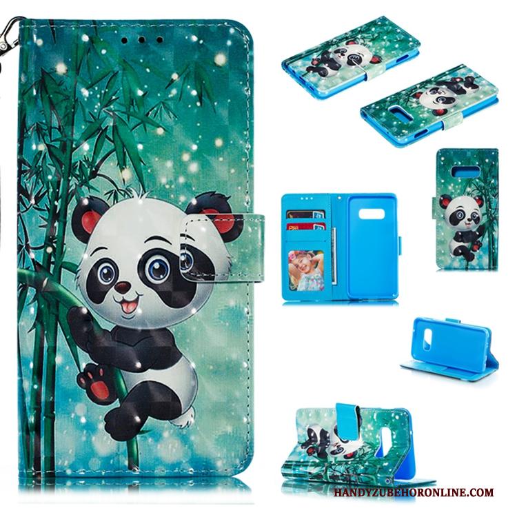 Samsung Galaxy S10 Groen Hoesje Telefoon Leren Etui Folio Trend Ster