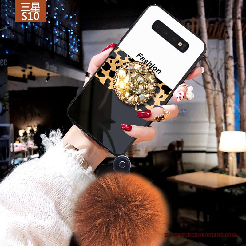 Samsung Galaxy S10 Hoesje Bescherming Pompom Mode Met Strass Anti-fall Persoonlijk Wit