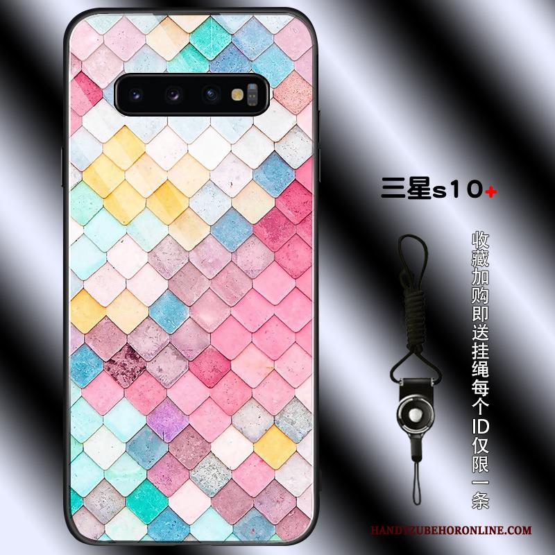 Samsung Galaxy S10+ Hoesje Bescherming Ruit Siliconen Ster Net Red Hoes Verbinding