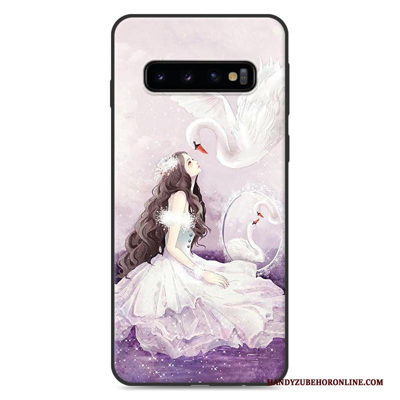 Samsung Galaxy S10+ Hoesje Persoonlijk Purper Mooie Siliconen Bescherming Zacht Spotprent