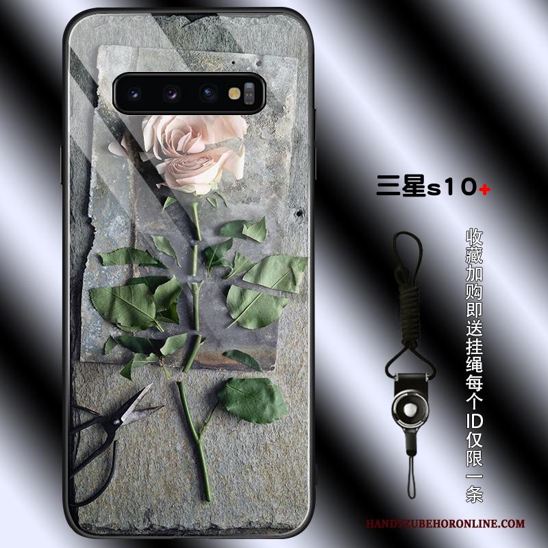 Samsung Galaxy S10+ Hoesje Persoonlijk Zwart Jeugd Bloemen Anti-fall All Inclusive Trend