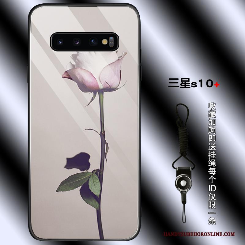 Samsung Galaxy S10+ Hoesje Persoonlijk Zwart Jeugd Bloemen Anti-fall All Inclusive Trend