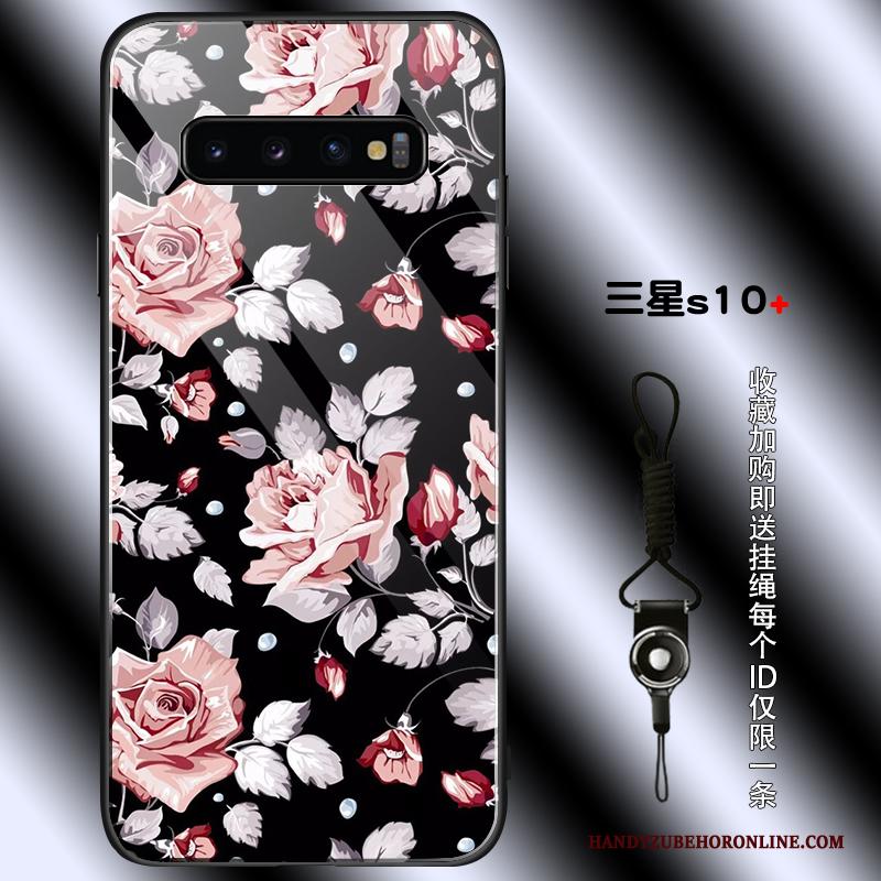 Samsung Galaxy S10+ Hoesje Persoonlijk Zwart Jeugd Bloemen Anti-fall All Inclusive Trend