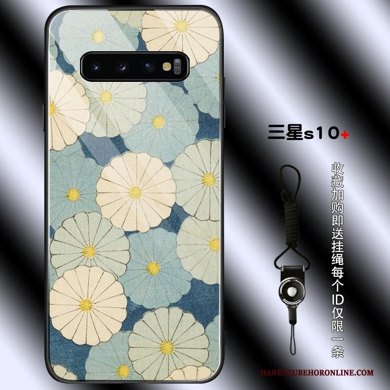 Samsung Galaxy S10+ Hoesje Persoonlijk Zwart Jeugd Bloemen Anti-fall All Inclusive Trend