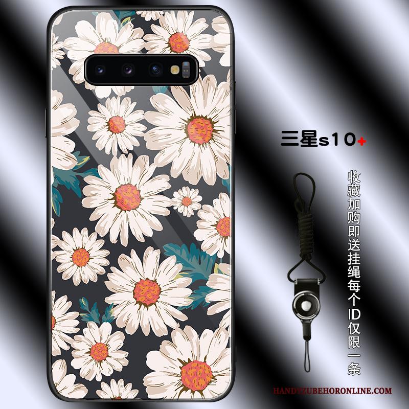 Samsung Galaxy S10+ Hoesje Persoonlijk Zwart Jeugd Bloemen Anti-fall All Inclusive Trend