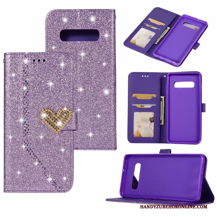 Samsung Galaxy S10+ Hoesje Purper Roze Ster Nieuw Leren Etui Folio Kaart