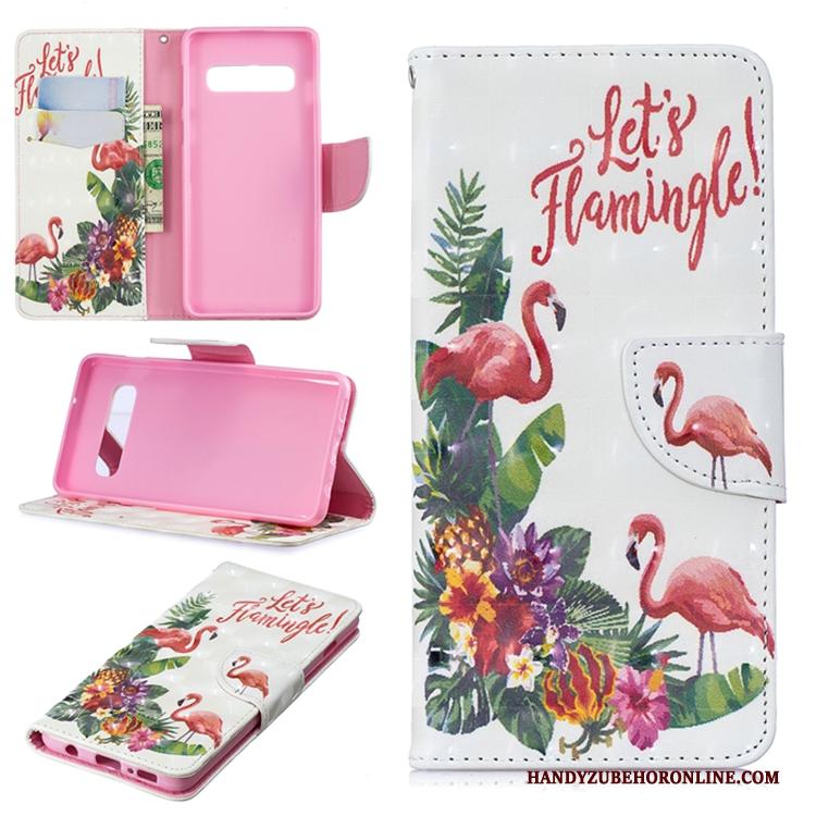 Samsung Galaxy S10+ Hoesje Roze Leren Etui Hoes Ster Bescherming Folio Portemonnee