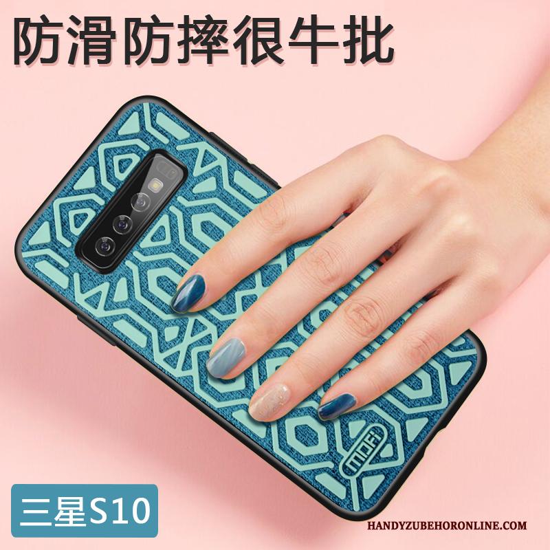 Samsung Galaxy S10 Hoesje Scheppend Blauw Schrobben Nieuw Trend Hoes Siliconen