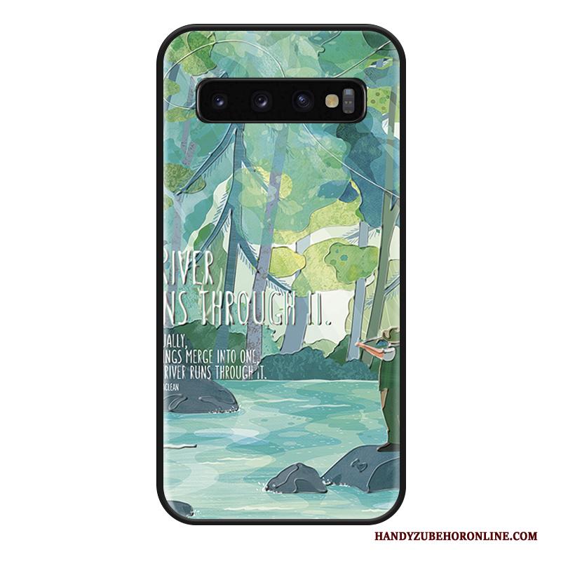 Samsung Galaxy S10+ Hoesje Scheppend Groen Persoonlijk Lovers Wind Anti-fall Landschap