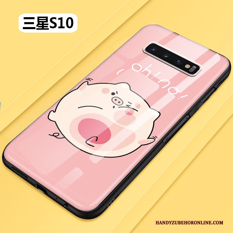 Samsung Galaxy S10 Hoesje Spotprent All Inclusive Glas Bescherming Roze Hard Mooie