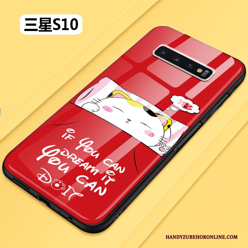 Samsung Galaxy S10 Hoesje Spotprent All Inclusive Glas Bescherming Roze Hard Mooie