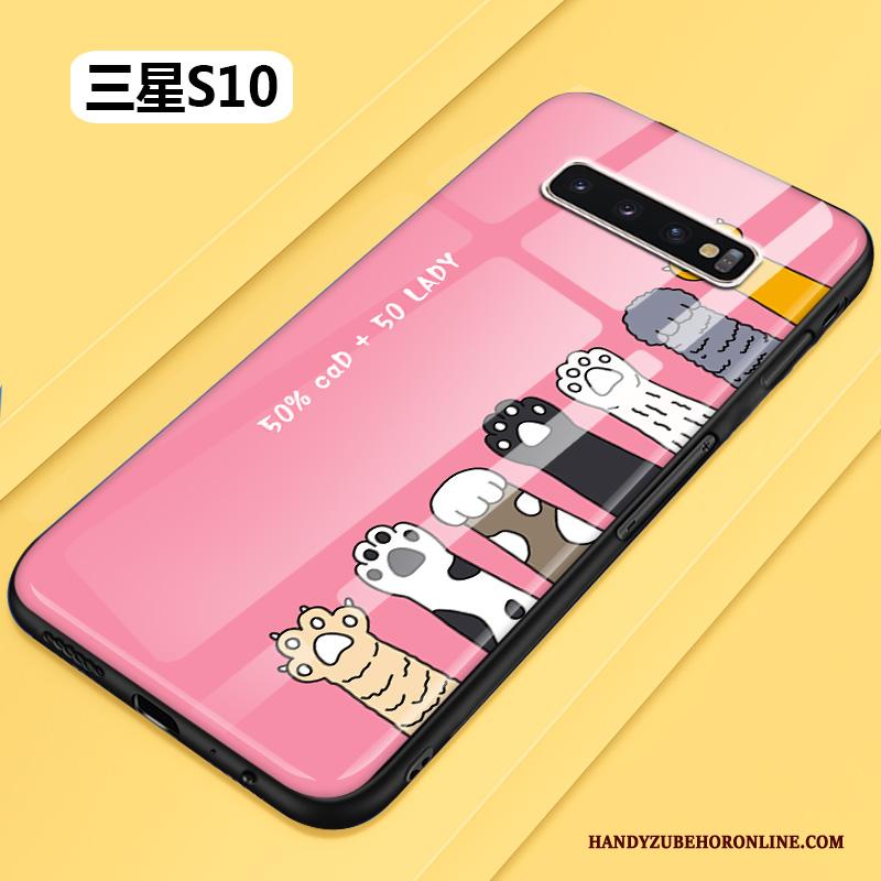 Samsung Galaxy S10 Hoesje Spotprent All Inclusive Glas Bescherming Roze Hard Mooie