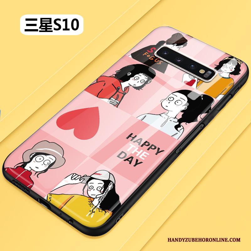 Samsung Galaxy S10 Hoesje Spotprent All Inclusive Glas Bescherming Roze Hard Mooie