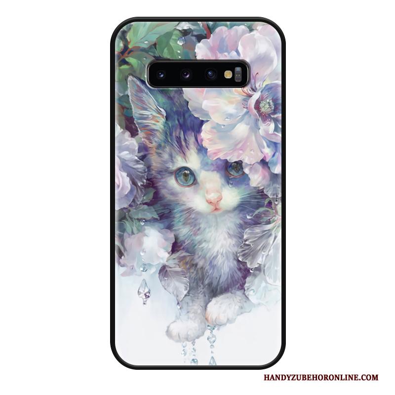 Samsung Galaxy S10 Hoesje Ster Bloemen Siliconen Reliëf Zwart Anti-fall Bescherming