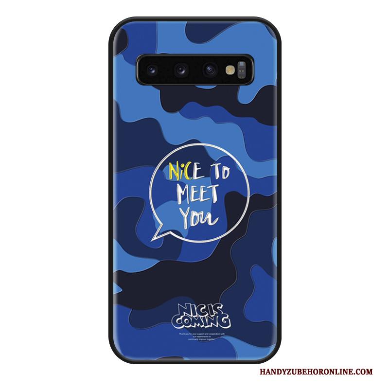 Samsung Galaxy S10 Hoesje Ster Persoonlijk Camouflage All Inclusive Hanger Blauw Siliconen