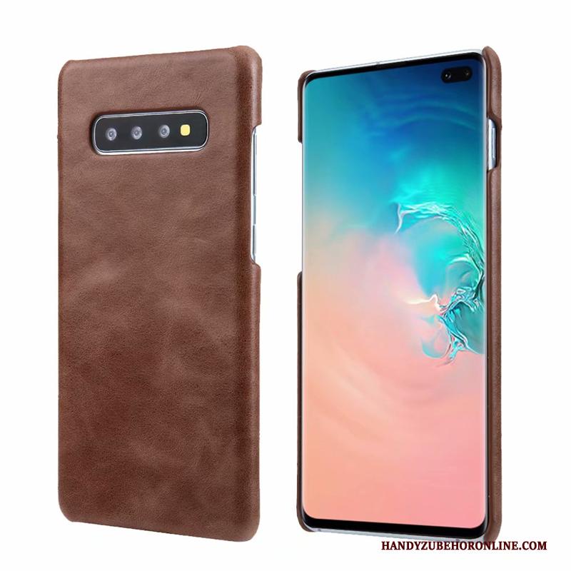 Samsung Galaxy S10 Hoesje Tas Echt Leer Ster Bescherming Hard Trend