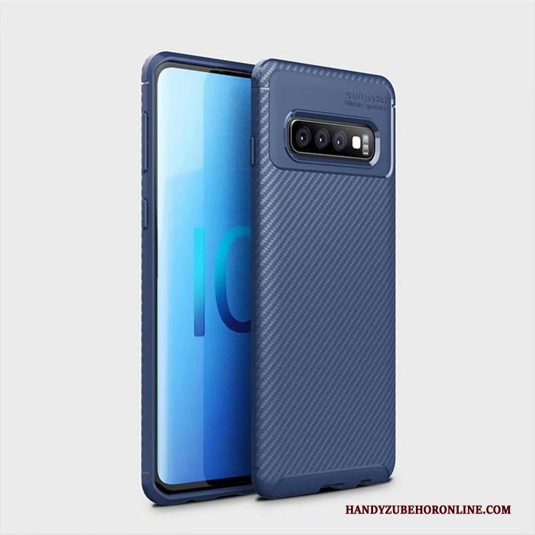 Samsung Galaxy S10 Hoesje Telefoon Fiber Blauw Anti-fall Ster Schrobben Bescherming