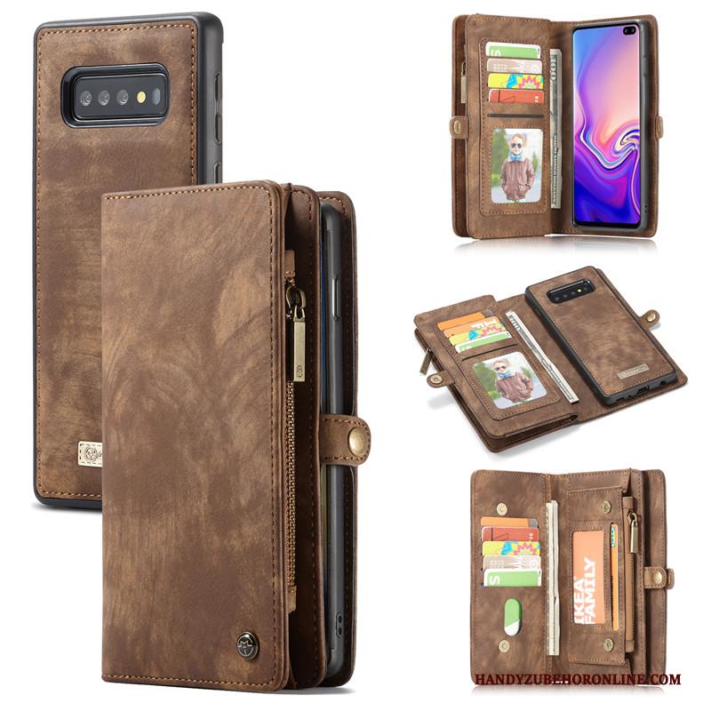 Samsung Galaxy S10+ Hoesje Telefoon Ster Leren Etui Rood Kaart Trend Scheppend