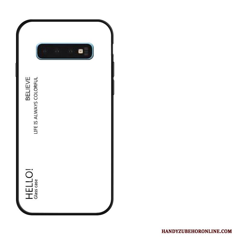 Samsung Galaxy S10 Hoesje Trend Net Red Siliconen Anti-fall Glas Verloop Geel