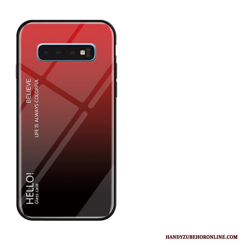 Samsung Galaxy S10 Hoesje Trend Net Red Siliconen Anti-fall Glas Verloop Geel