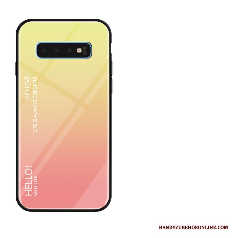 Samsung Galaxy S10 Hoesje Trend Net Red Siliconen Anti-fall Glas Verloop Geel