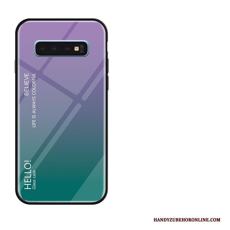 Samsung Galaxy S10 Hoesje Trend Net Red Siliconen Anti-fall Glas Verloop Geel