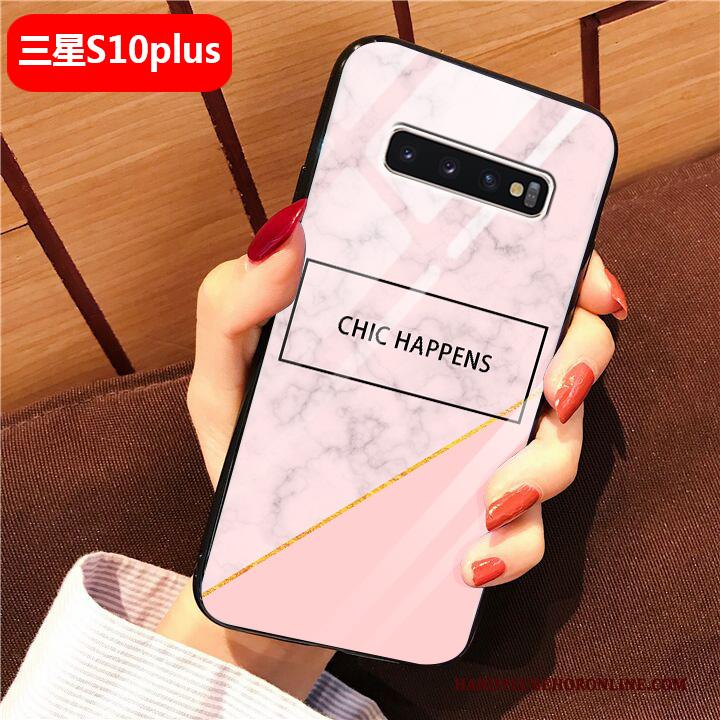 Samsung Galaxy S10+ Hoesje Wijnrood Zacht Net Red Trendy Merk Anti-fall Mode Scheppend