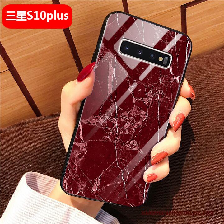 Samsung Galaxy S10+ Hoesje Wijnrood Zacht Net Red Trendy Merk Anti-fall Mode Scheppend