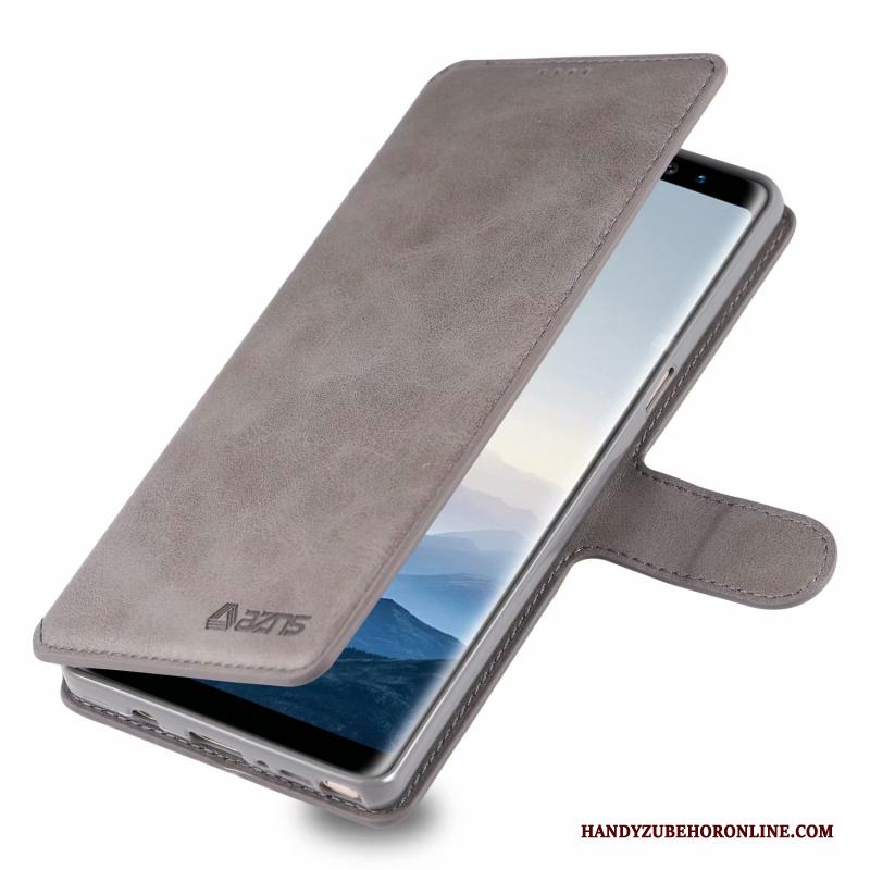 Samsung Galaxy S10+ Hoesje Zacht Hanger Grijs Clamshell Skärmskydd Leren Etui Bescherming