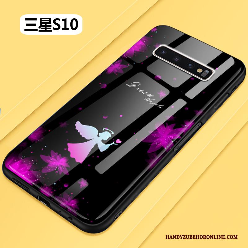 Samsung Galaxy S10 Hoesje Zwart Siliconen Persoonlijk Anti-fall Scheppend Glas Mode