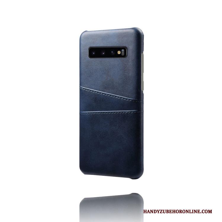 Samsung Galaxy S10 Kaart Bescherming Leren Etui Blauw Hoes Hoesje Telefoon Mobiele Telefoon