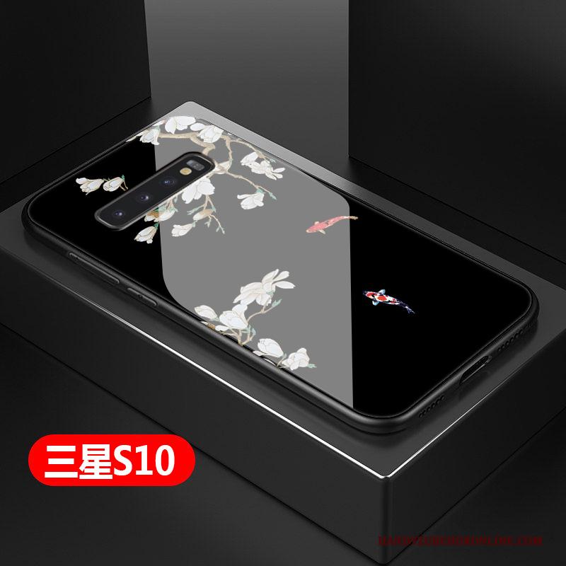 Samsung Galaxy S10 Kunst Anti-fall Glas Hoesje Telefoon Zacht All Inclusive Hard