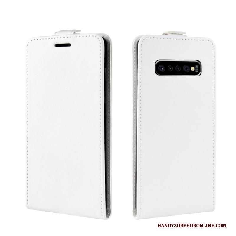 Samsung Galaxy S10+ Leren Etui Hoesje Telefoon Ster Folio Bescherming Patroon Wit