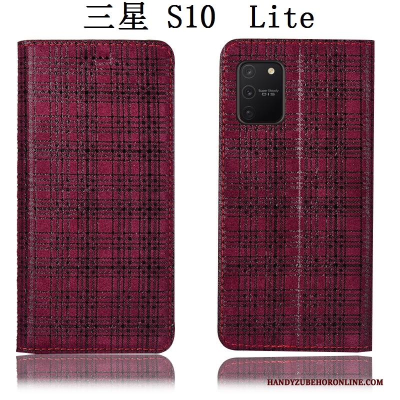 Samsung Galaxy S10 Lite Fluweel Hoesje Telefoon Ster Wijnrood All Inclusive Bescherming Folio