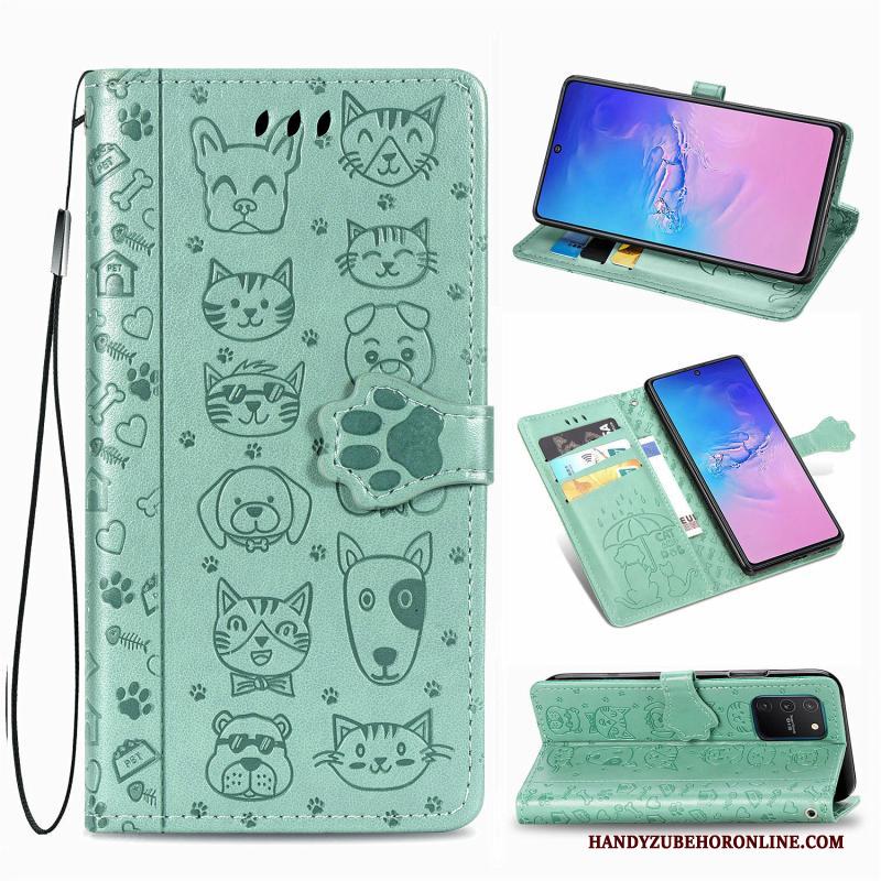 Samsung Galaxy S10 Lite Hoesje Leren Etui Ster Anti-fall Patroon Clamshell Mooie Groen