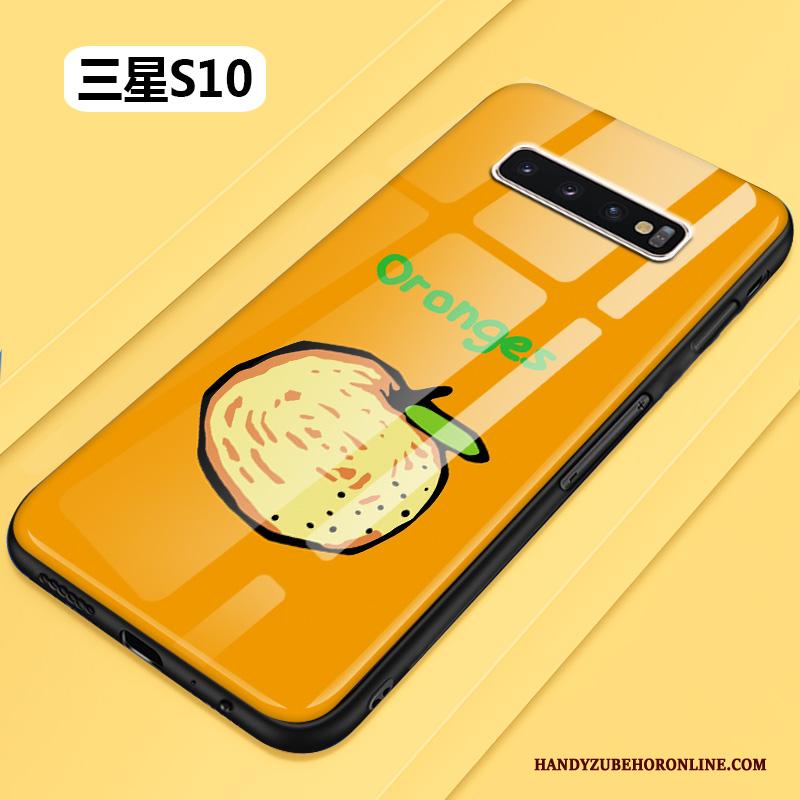 Samsung Galaxy S10 Mooie Hoesje Kunst Mini Anti-fall Siliconen Geel