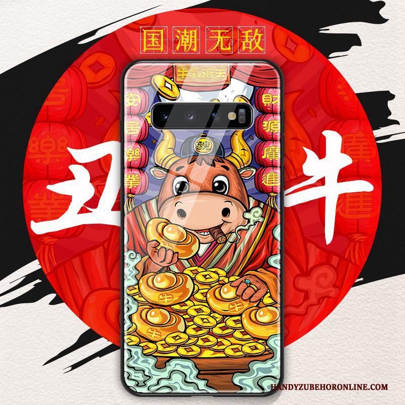 Samsung Galaxy S10 Rood Chinese Stijl Zacht Hoes Hoesje Telefoon Nieuw Glas