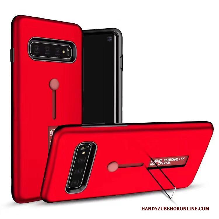 Samsung Galaxy S10 Rood Hoes Hoesje Telefoon Ondersteuning Ring Ster Bescherming