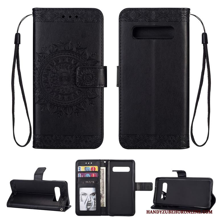 Samsung Galaxy S10+ Zacht Hoesje Leren Etui Clamshell Ster Anti-fall Siliconen