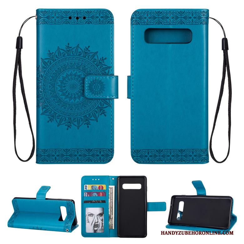 Samsung Galaxy S10+ Zacht Hoesje Leren Etui Clamshell Ster Anti-fall Siliconen