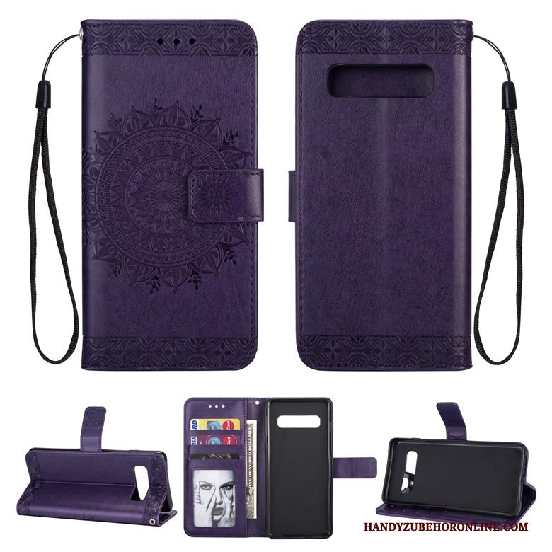 Samsung Galaxy S10+ Zacht Hoesje Leren Etui Clamshell Ster Anti-fall Siliconen