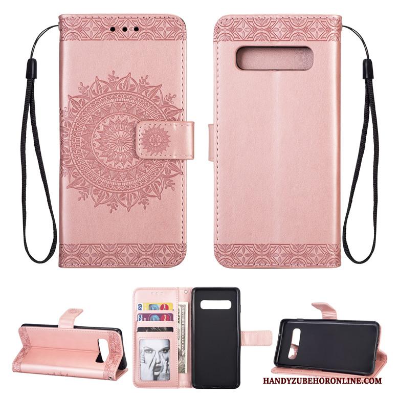 Samsung Galaxy S10+ Zacht Hoesje Leren Etui Clamshell Ster Anti-fall Siliconen